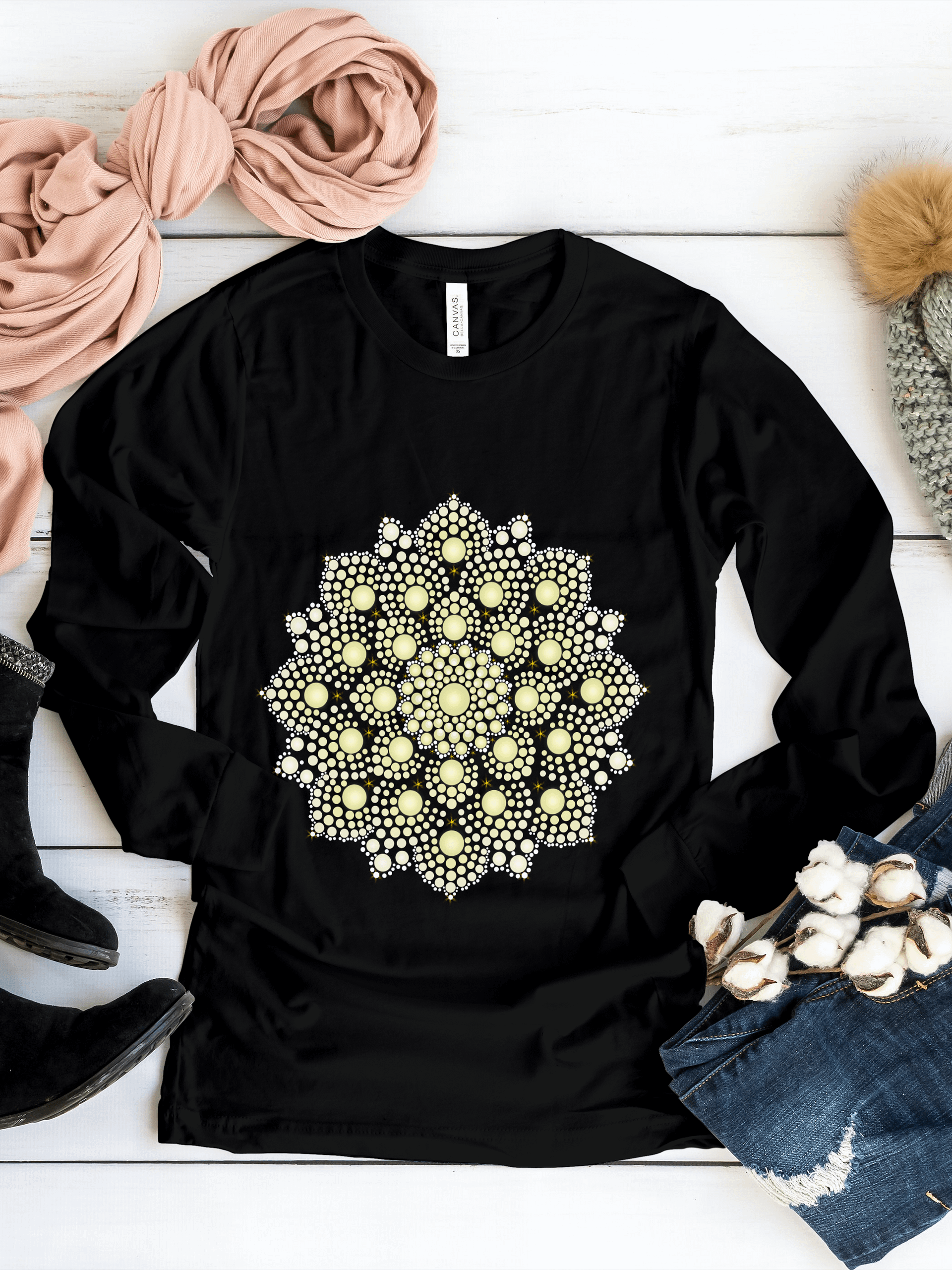 Yellow Dot Mandala Women's Long Sleeve T-Shirt product image (1)