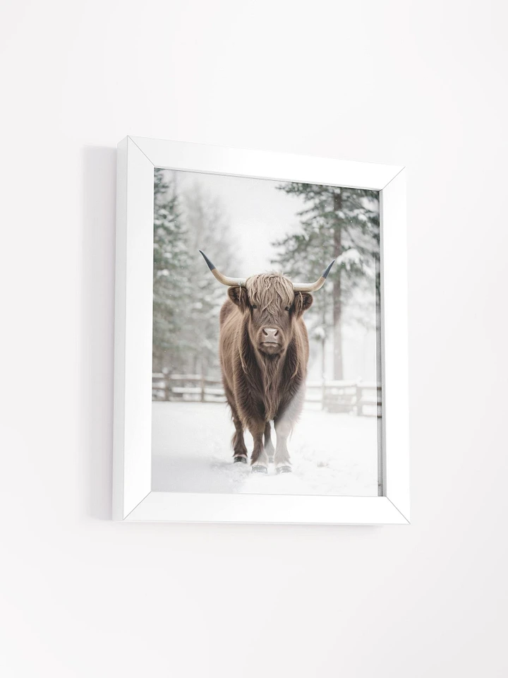 Highland Cow Wall Art Painting Framed Matte Poster : Snow product image (1)