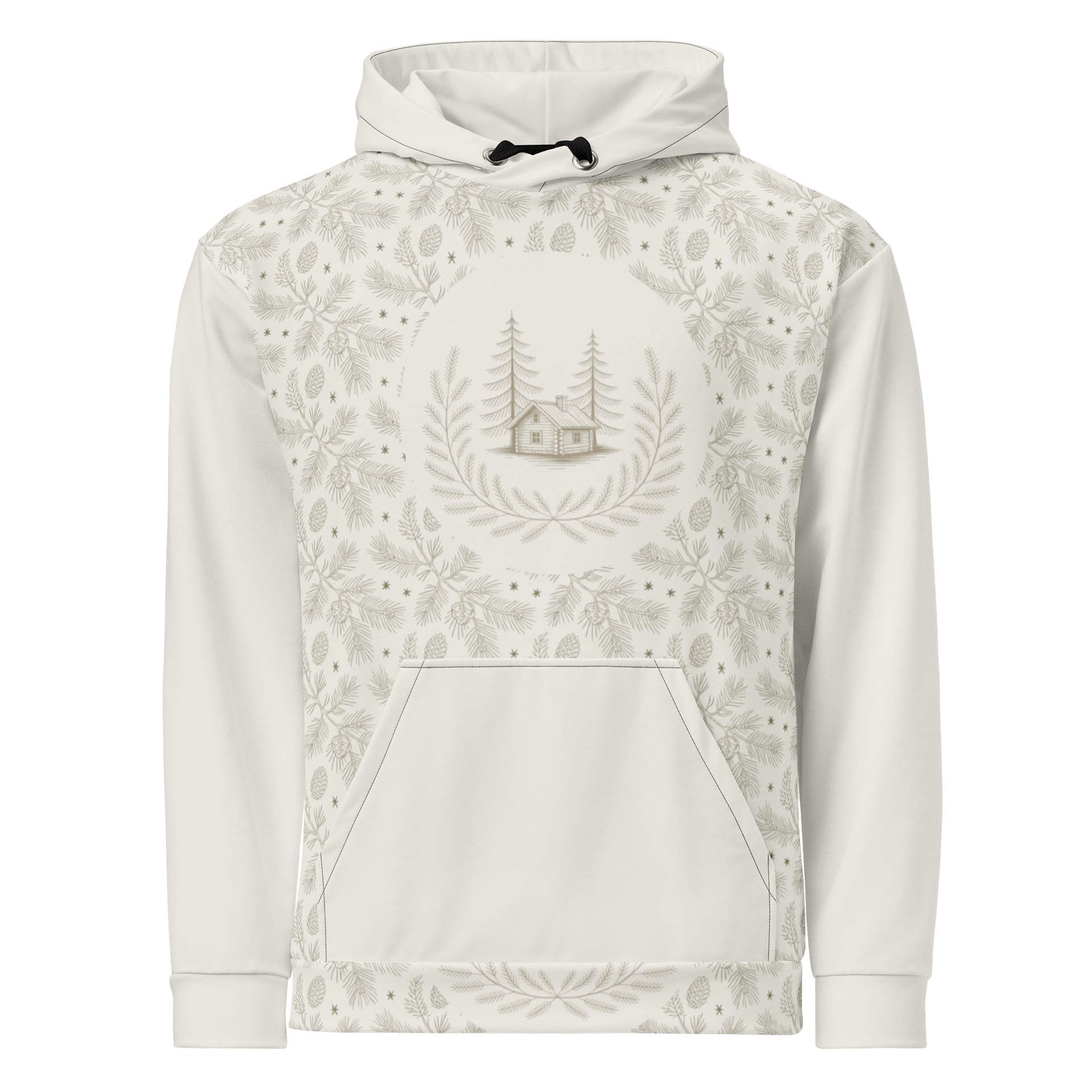 Cozy Cabin in the Woods | Winter Retreat Hideaway Cream Hoodie Unisex product image (4)