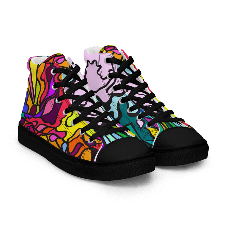 Fluidity in Color Men's High Top Canvas Shoes - Wave at Sunset product image (2)