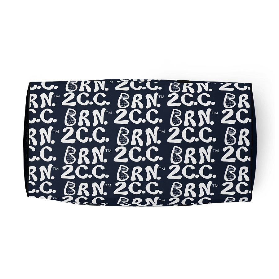 BOURNE to Cape Cod™ | Duffle Bag | BRN.2C.C.™ | Coastal Gym & Travel Gear | 22" All-Over Print Weekender | White Logos on Navy Blue product image (5)