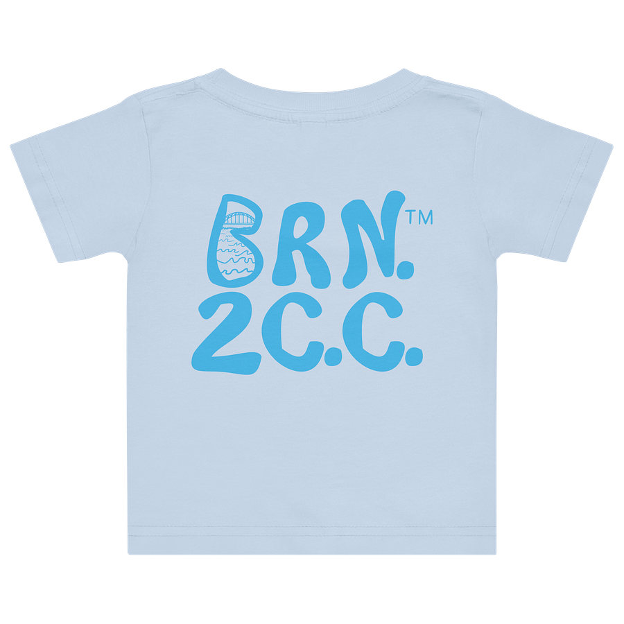 BOURNE to Cape Cod™ | DTG Vintage Print | Baby Jersey T-Shirt | BRN.2C.C.™ Logo Back | Coastal Cotton Tee for Little Explorers | Deep Sky Blue Logo product image (4)