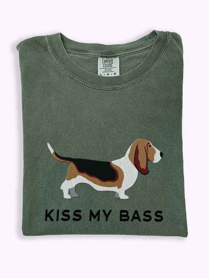Kiss My Bass T-Shirt(Embroidered) of a Basset Hound product image (1)