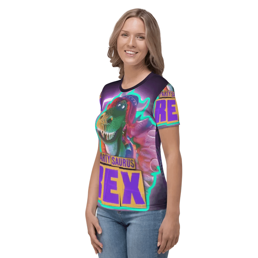 All Over Print Womens Crop Partysaurus Rex Tee product image (3)