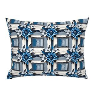Seamless Pattern - Painted Floral Tile Pattern 4 in Shades of Blue and White product image (6)