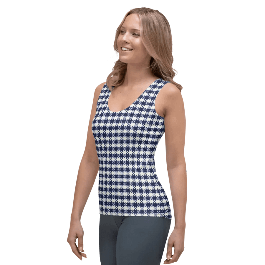 ALL-OVER PRINT BLUE AND WHITE VINTAGE PATTERN WOMEN'S TANK TOP product image (3)