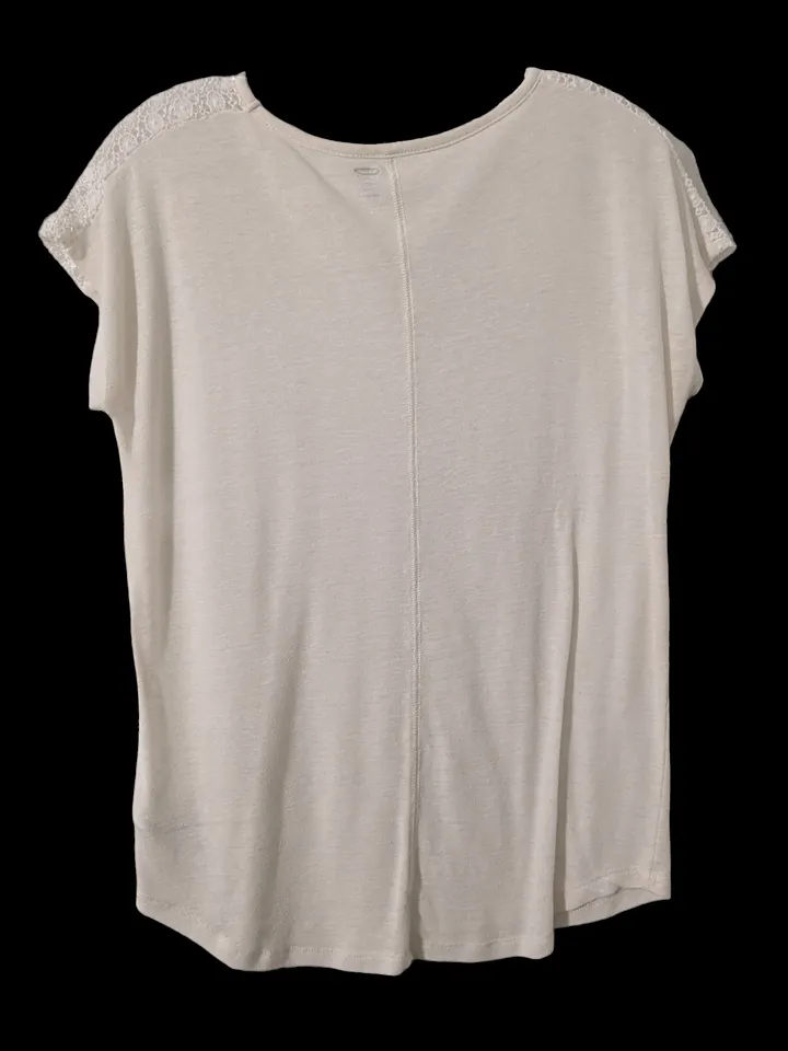 XL White Crochet Shirt Sleeve Top product image (2)