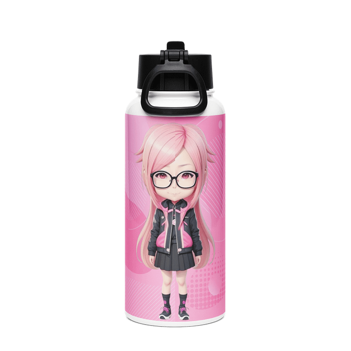 (PINK CHIBI) K Stainless Steel Water Bottle with a Straw Lid product image (2)