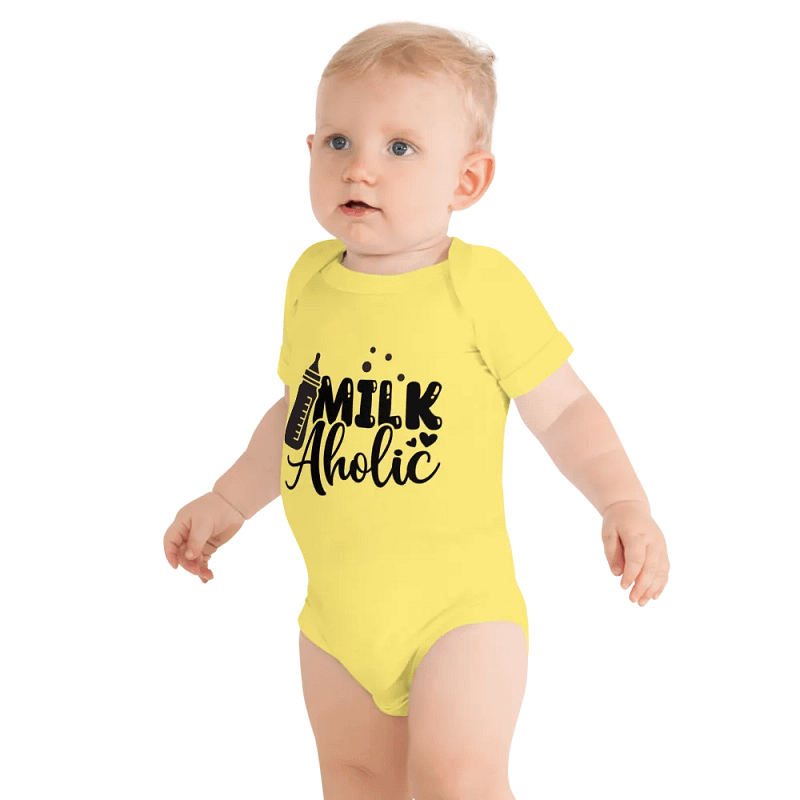 'Milk-Aholic' Short Sleeve Onesie
