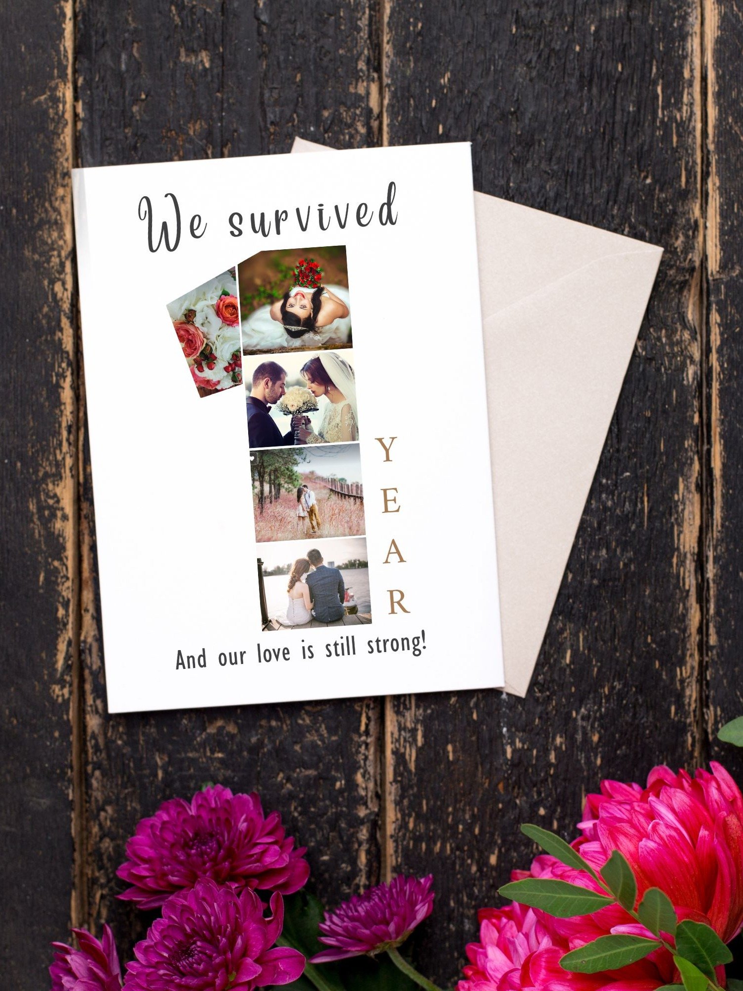 1 Year Anniversary Photo Card Editable Canva Template product image (3)