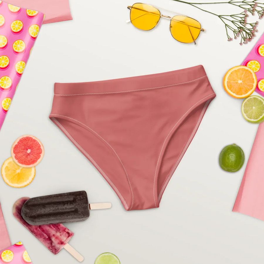 Cherry Blossom Pink Eco-Green High Waisted Bikini Bottom product image (6)