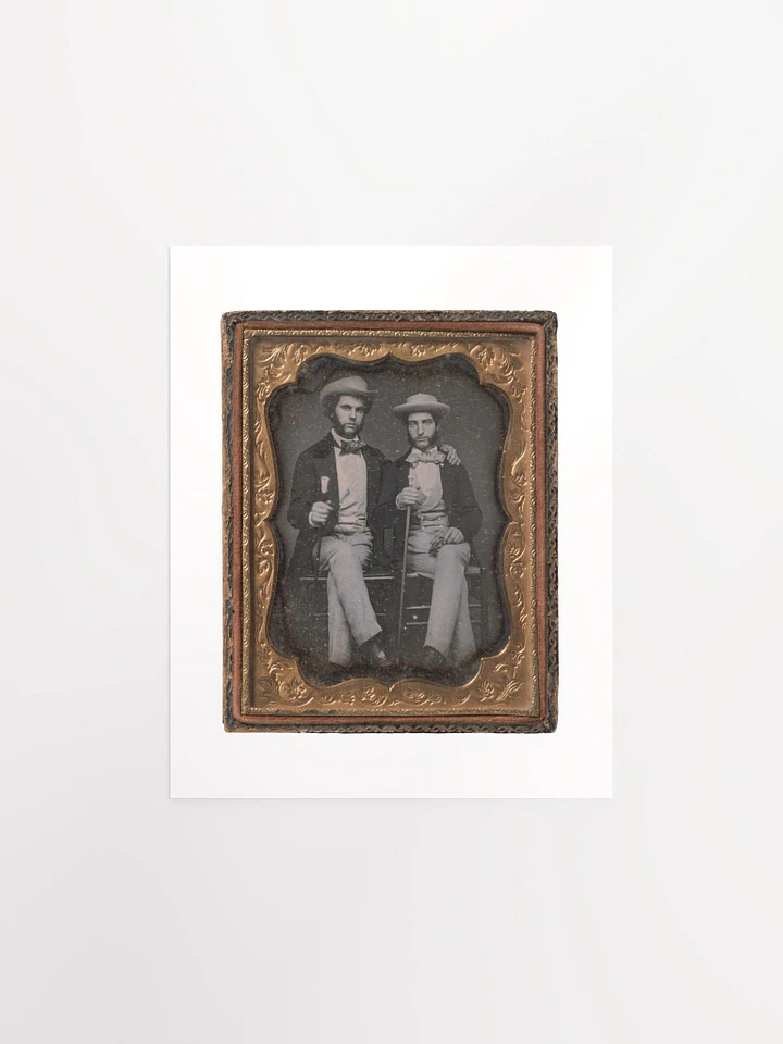 Two Seated Young Men Holding Ivory-topped Walking Sticks - Print product image (1)