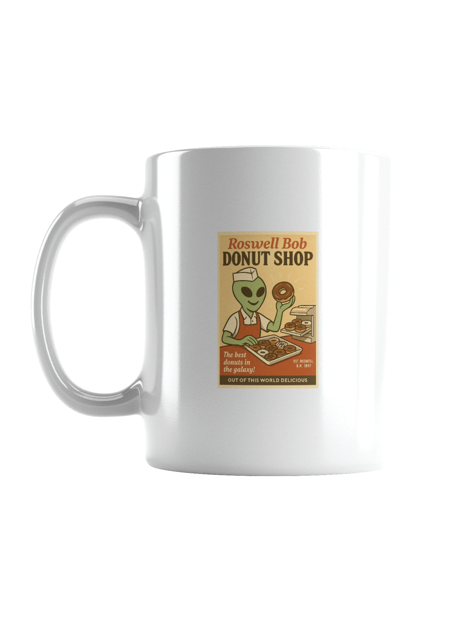 Donut Shop Roswell Aliens 1950's Retro Poster Ceramic Mug product image (1)
