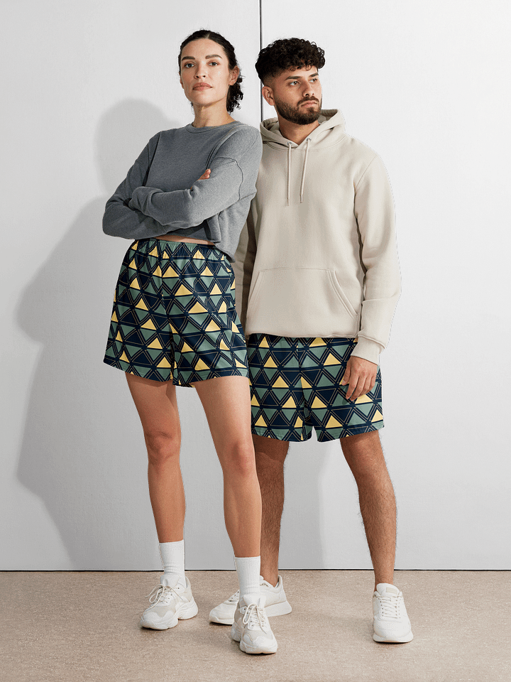 Triangulated Night Geometric All Over Print Athletic Long Shorts product image (1)