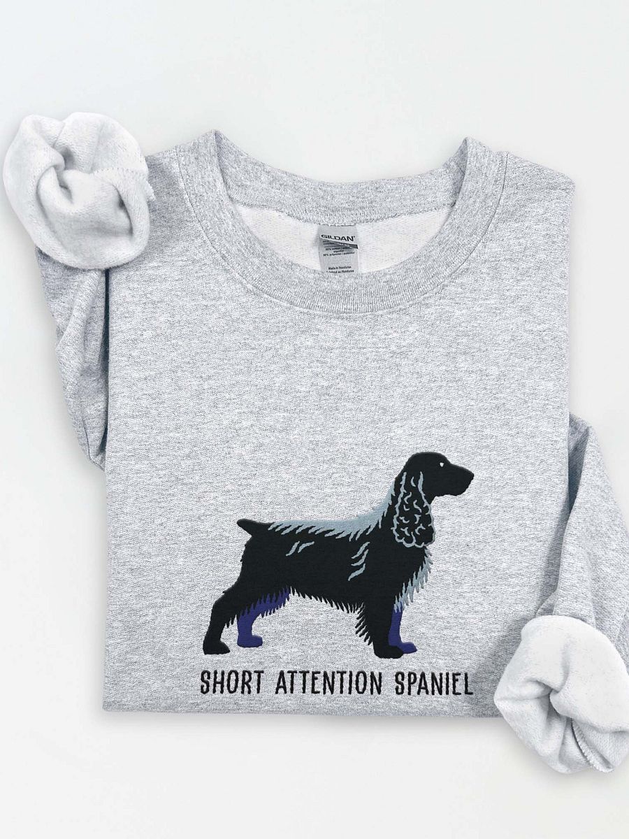 Short Attention Spaniel Sweatshirt (Embroidered) of a Field Spaniel(Black) product image (1)