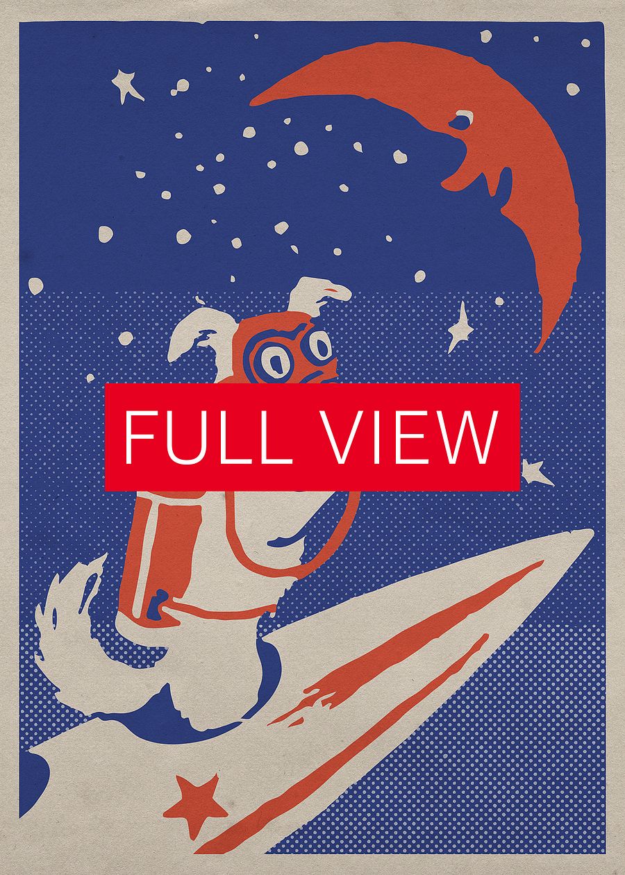 Laika, first space dog, USSR 1950s — Soviet vintage space art poster, soviet retro poster product image (28)
