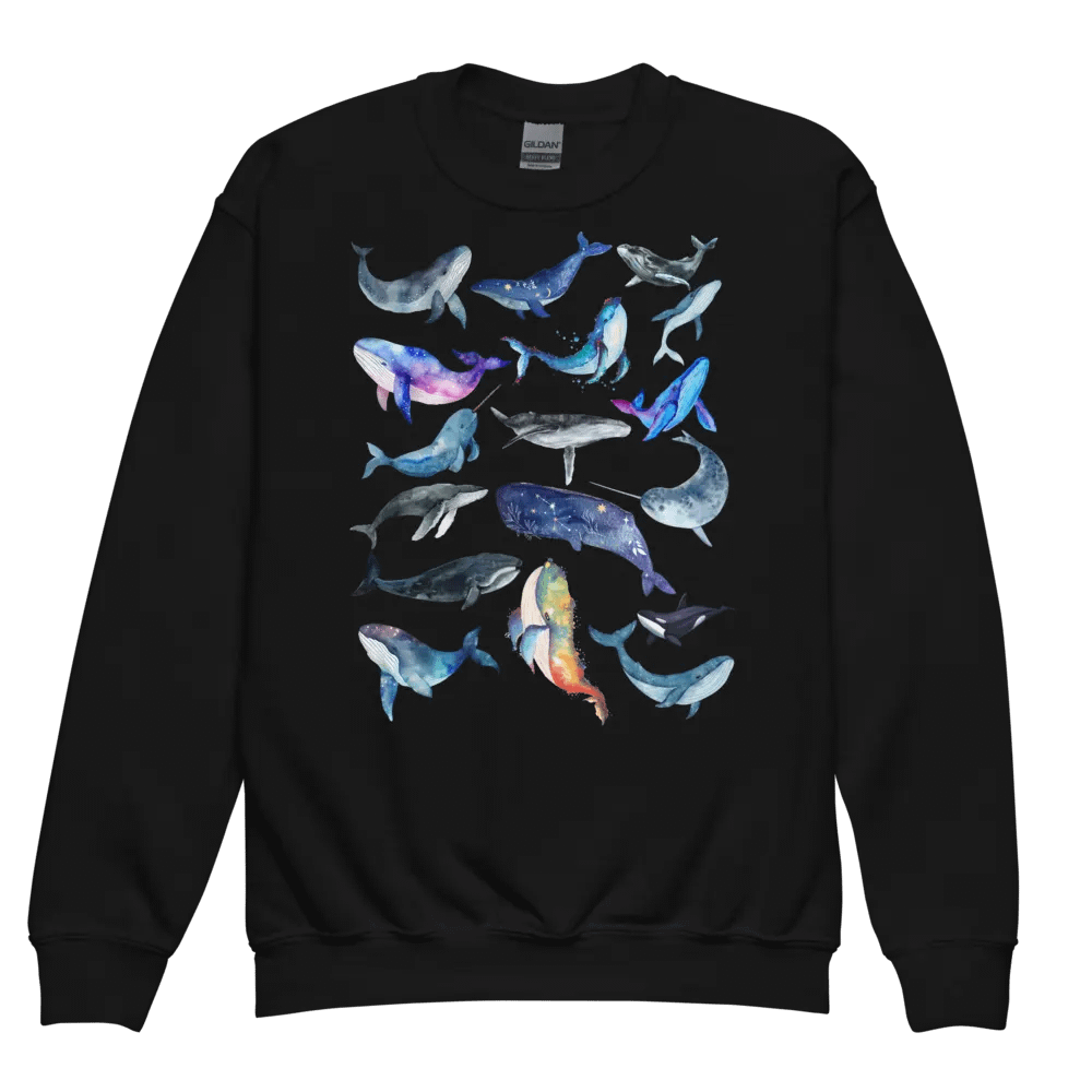 Whale Collage Youth Crewneck Sweatshirt product image (1)