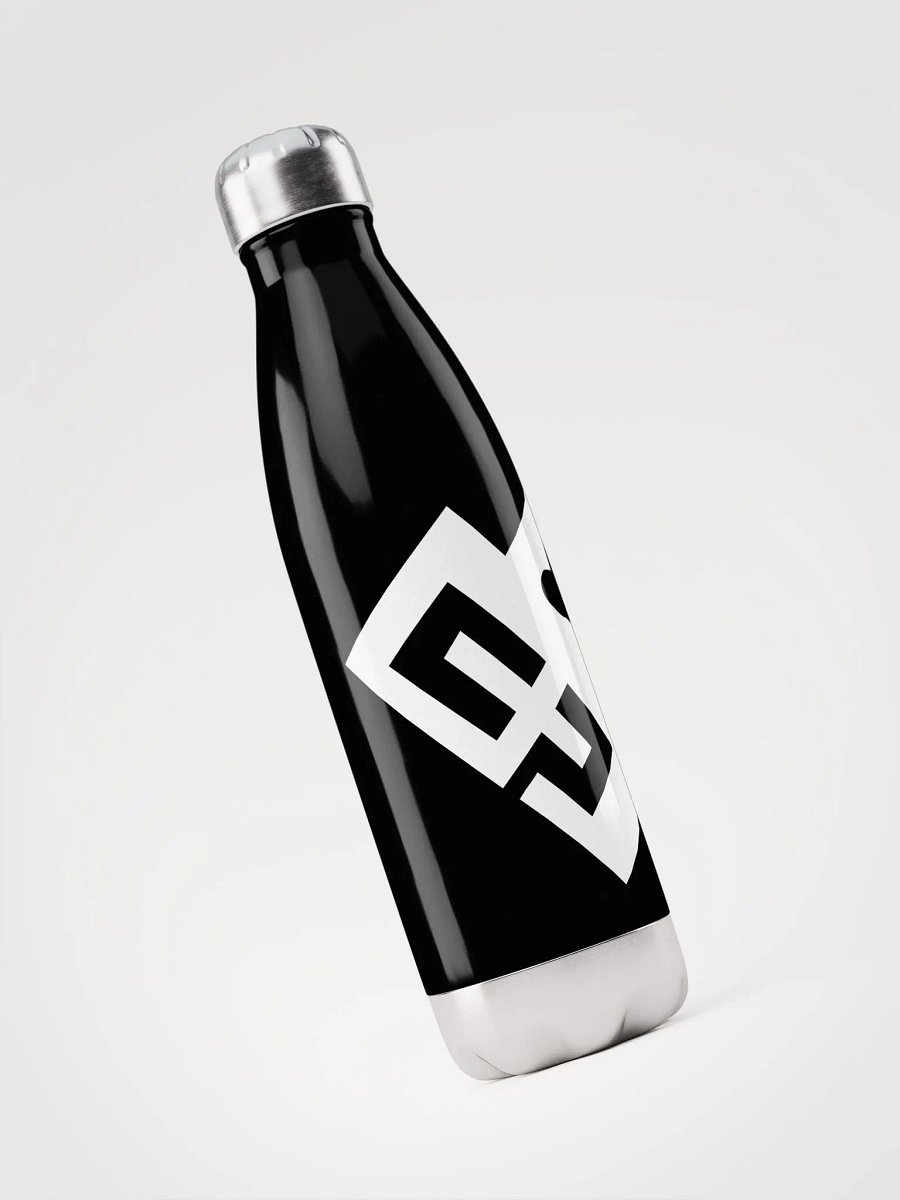 OptimusProcrastinus HeartChip Stainless Steel Water Bottle (White on Black) product image (3)