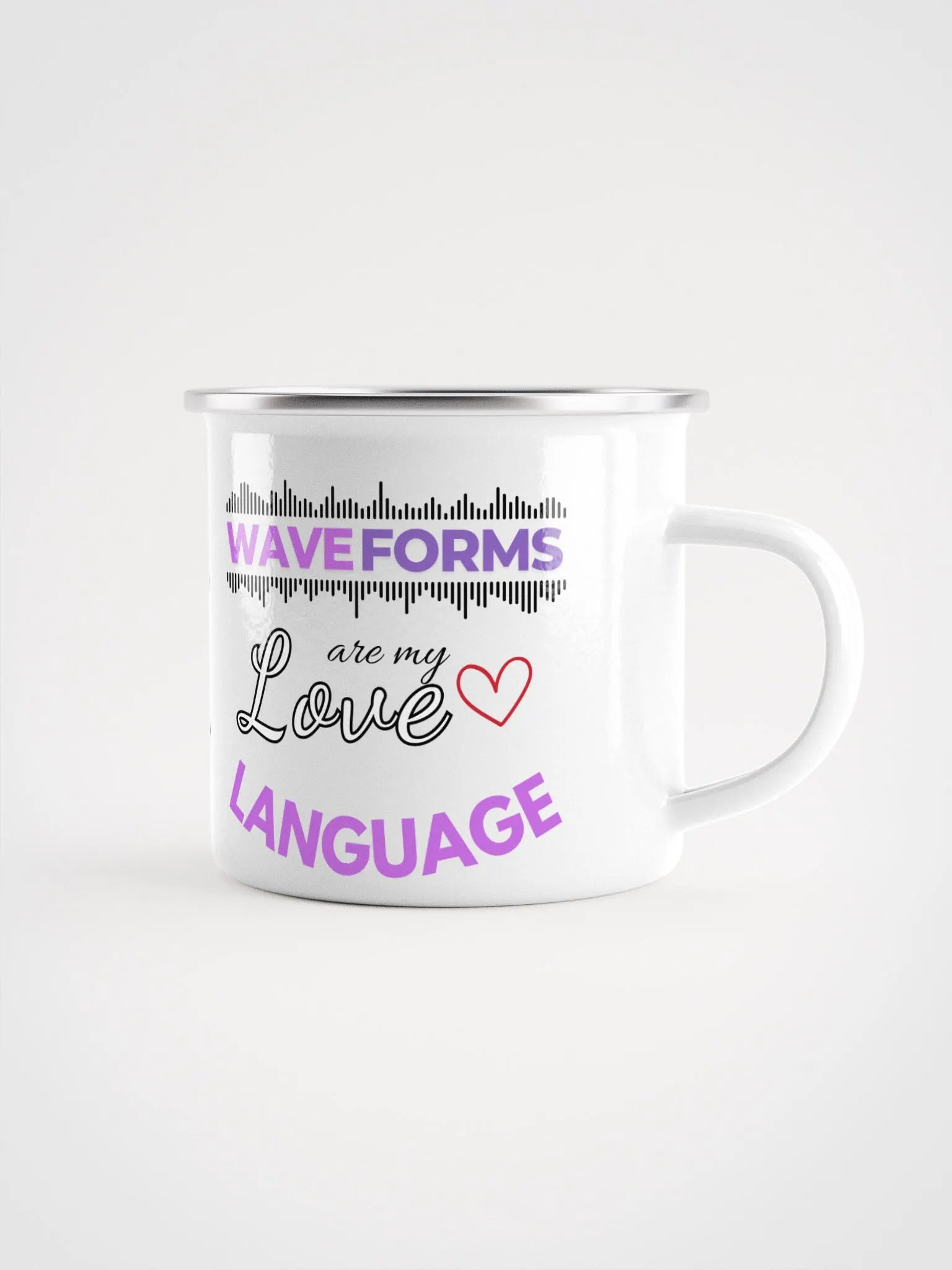 "Waveforms Are My Love Language" Enamel Coffee Mug product image (1)