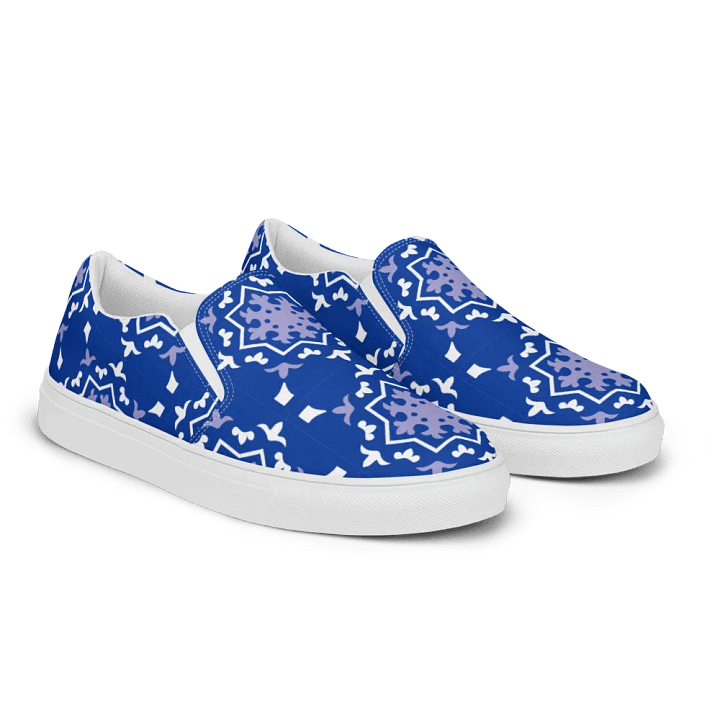 Blue Tile Canvas Slip-Ons for Women product image (1)