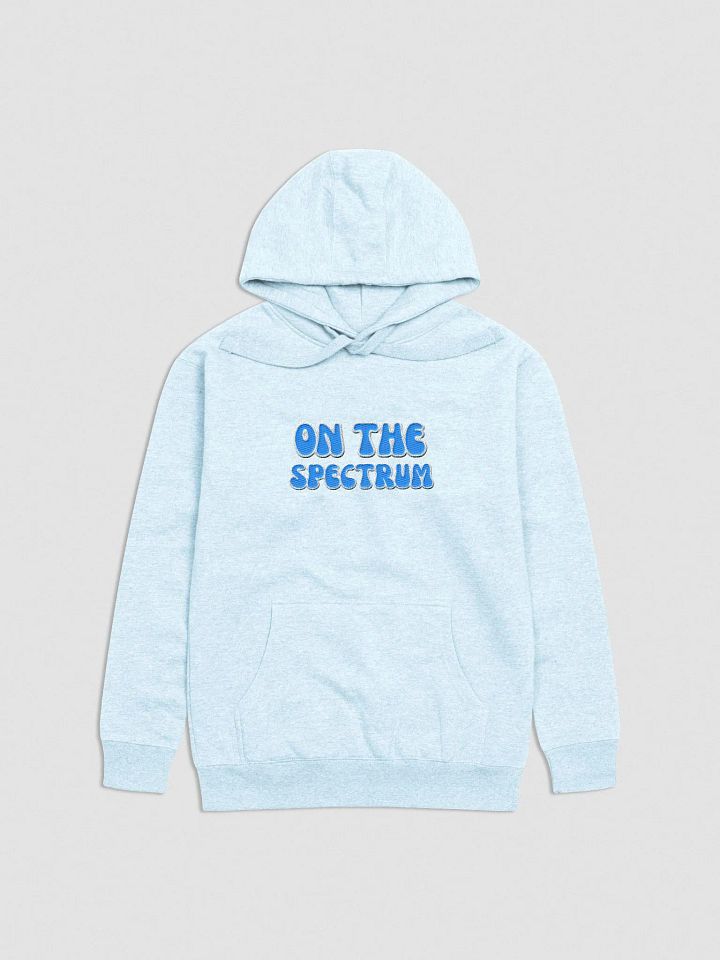 ON THE SPECTRUM lined design (lg., white and aqua) embroidered heavyweight hoodie product image (17)