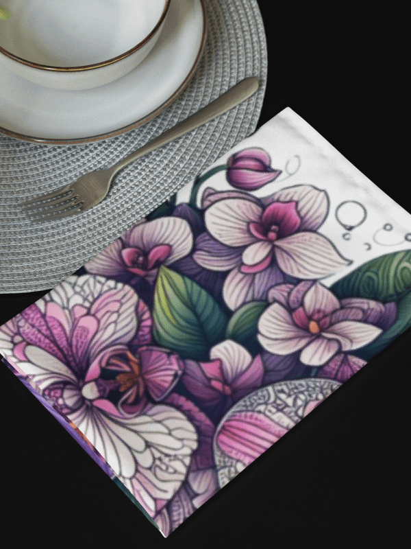 Orchid Oasis Cloth Napkin Set | AI Design flower product image (4)