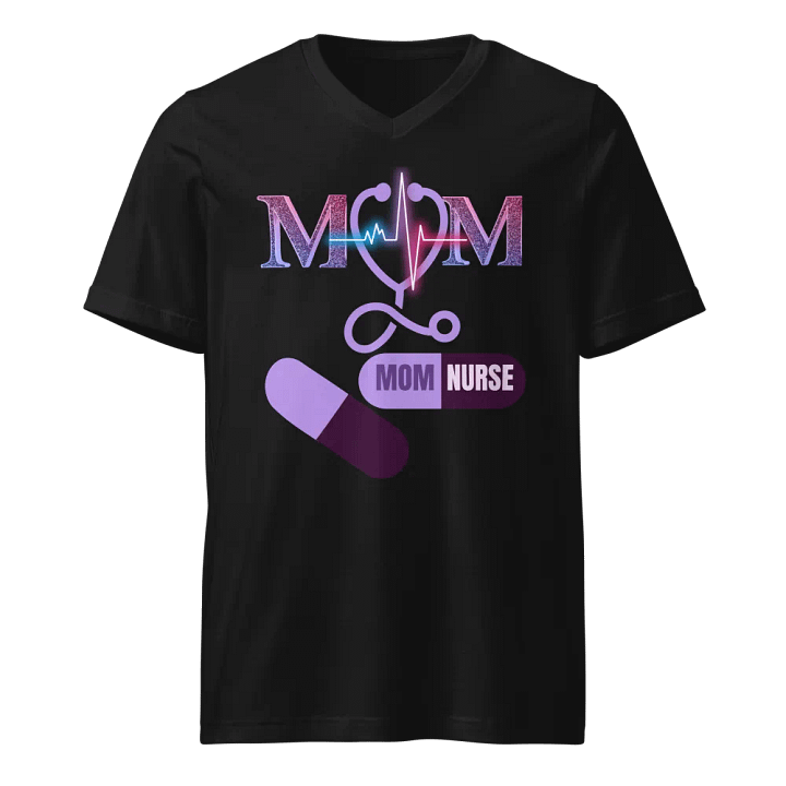 Mom Nurse Heartbeat V-Neck Tee product image (1)