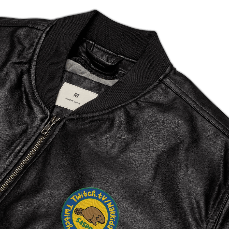 Embroidered SASPR Faux Leather Bomber product image (12)