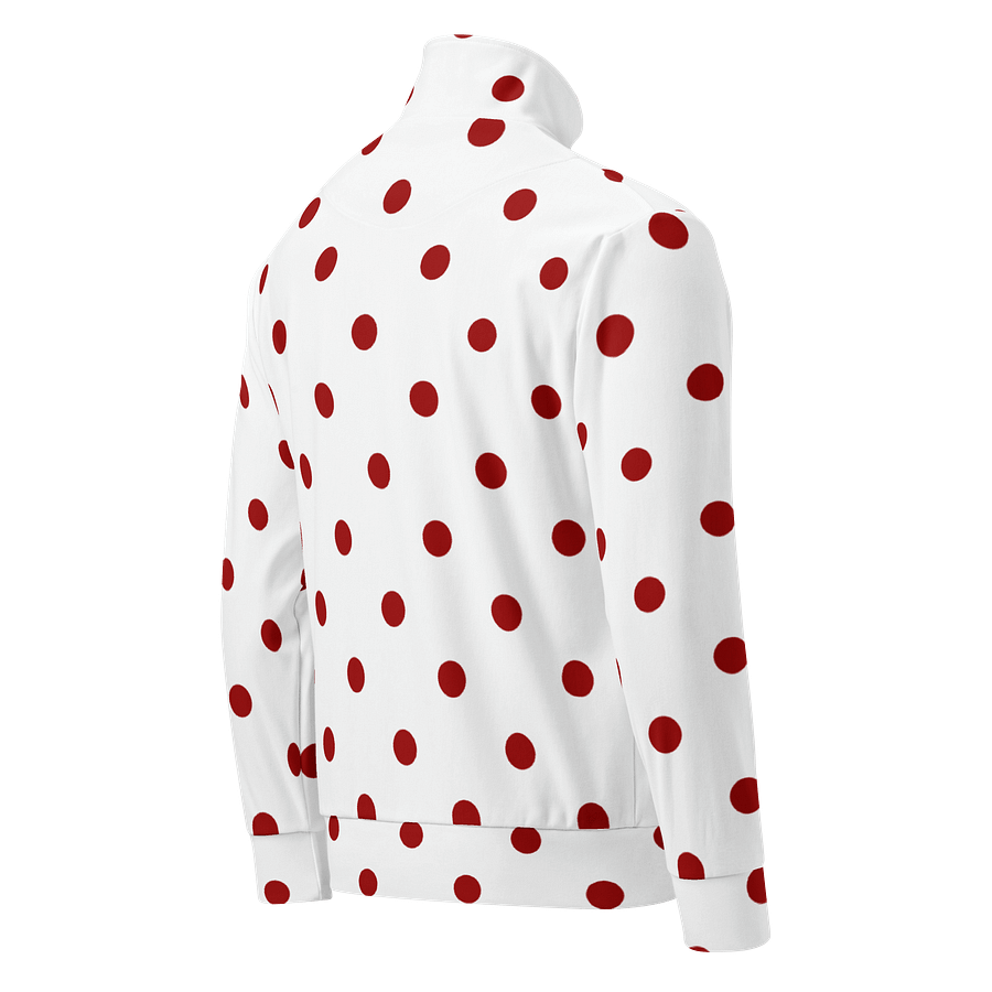 Red Polka Dots on White Unisex Track Jacket product image (2)