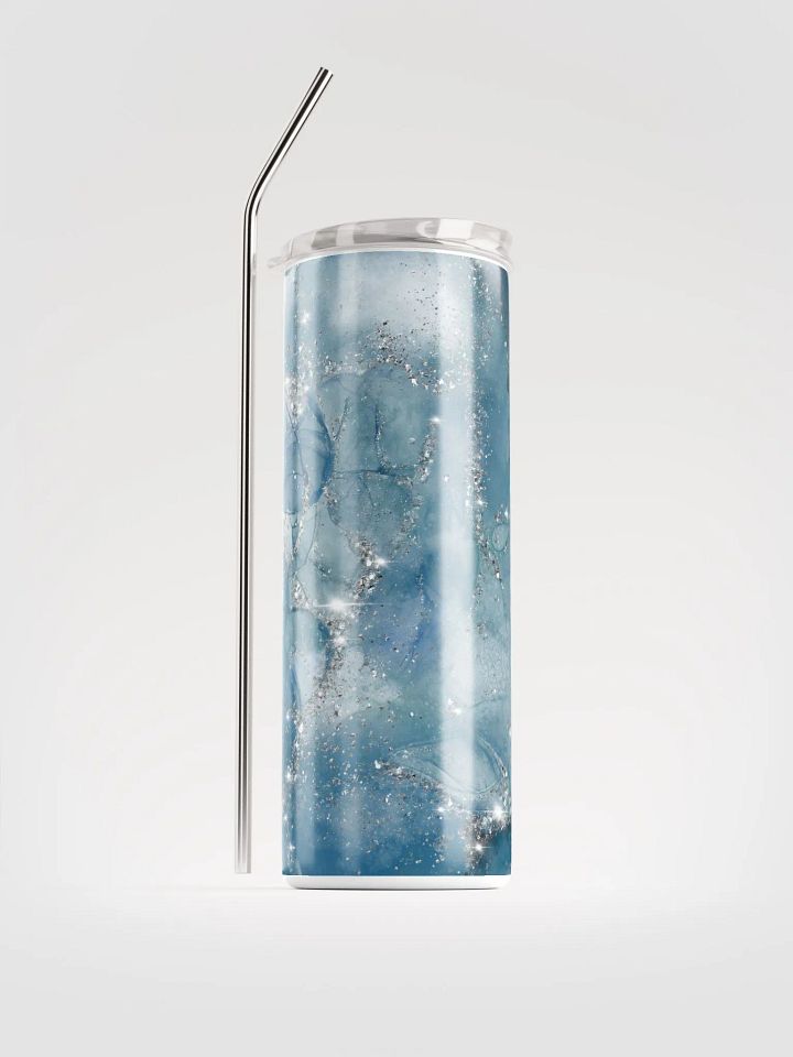 Blue and Silver Stainless Steel Tumbler | Eco-Friendly 20oz with Reusable Straw product image (1)