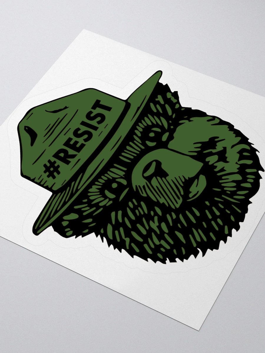 Smokey RESIST BEAR Colorized (Forest) Alt National Parks Sticker 3 SIZES! Kiss Cut Vinyl Decal product image (3)