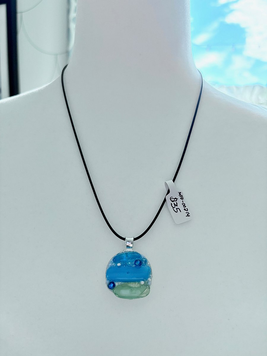 Coastal Calm Horizon Pendant Necklace | Handmade Glass Art Jewelry | Monique Faella Designs™ | MFD-00214 product image (5)