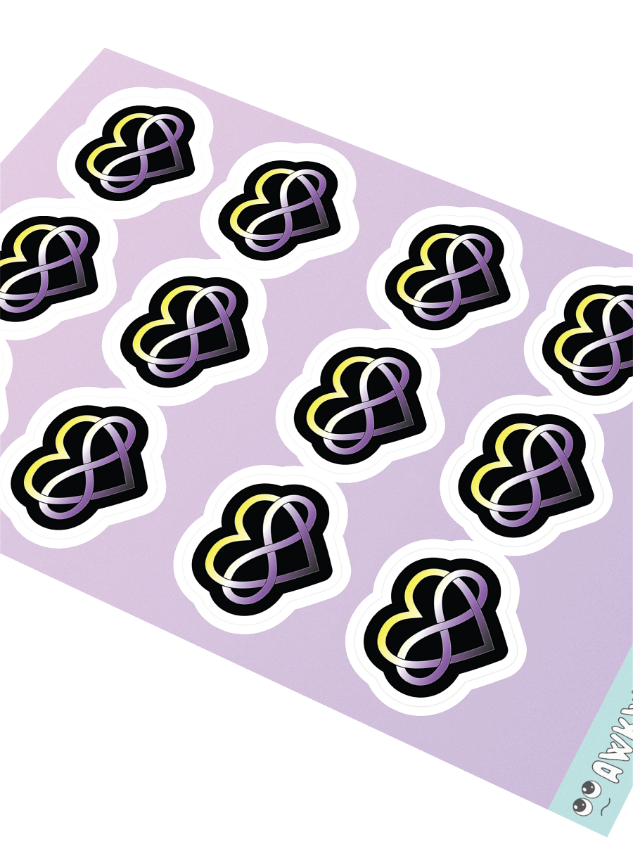 Non-binary Pride Gradient Polyamory Infinity Heart Sticker Sheet product image (2)