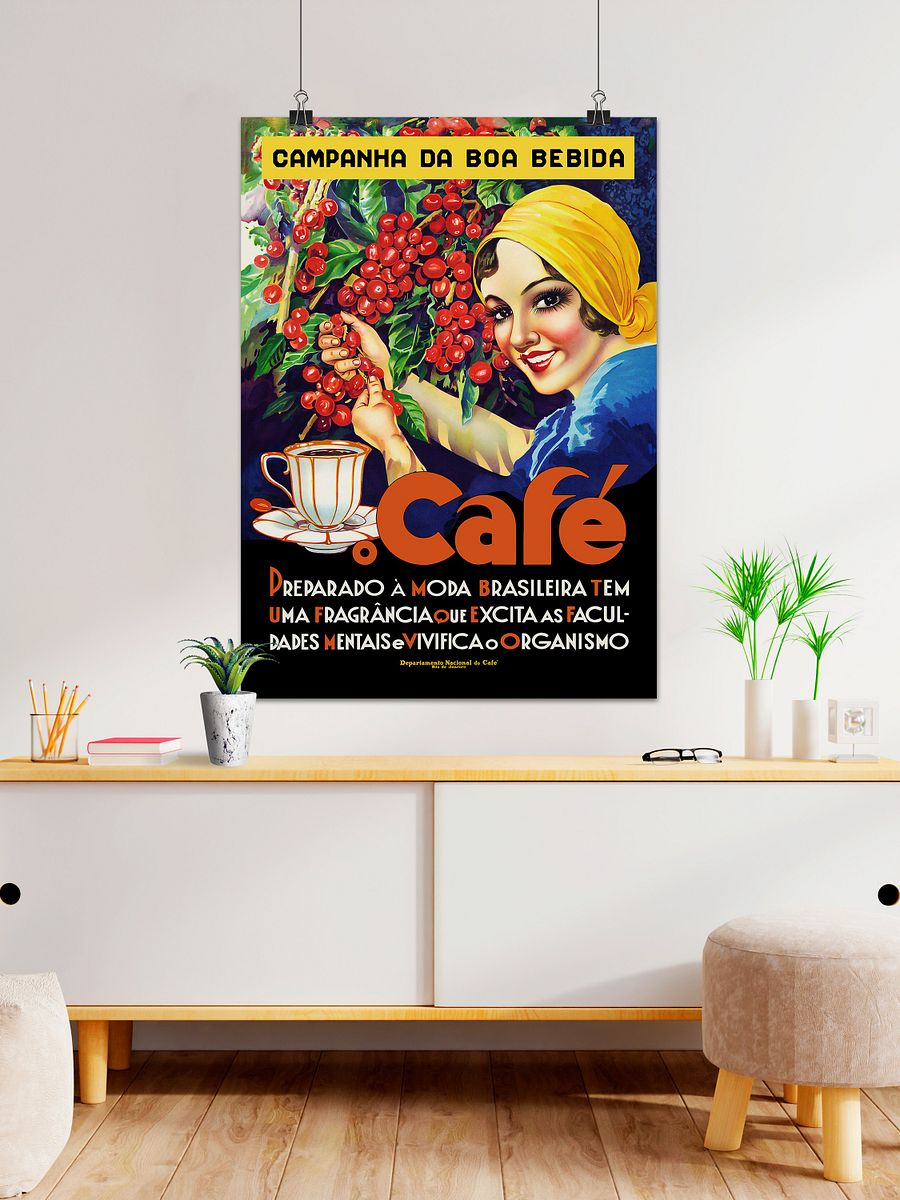 Coffee retro vintage poster, Campanha Da Boa Bebida, 1950s (Brazilian coffee) — coffee vintage poster, coffee print, retro kitchen print product image (1)