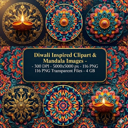 ✨ Light up your creativity this Diwali ✨

This Mandala Clipart Bundle includes 116 unique PNG designs inspired by Deepavali t...