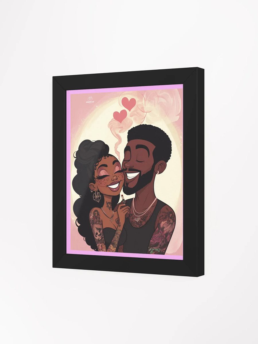 Stoner Art | Smoked with Love - Cannabis-Themed Couple Smoking Together Framed Poster product image (6)