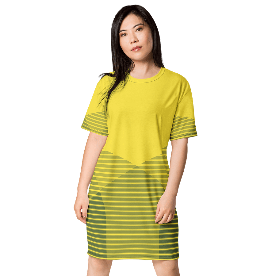 Exclusive Trendy Yellow T-Shirt Dress with Unique Striped Design product image (1)