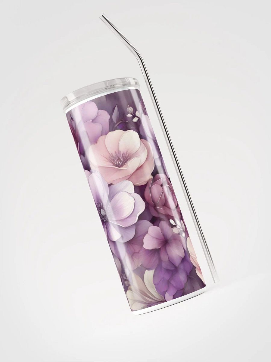 Elevate Gifting with Floral Elegance: Purple Stainless Steel Tumbler with Reusable Straw product image (3)