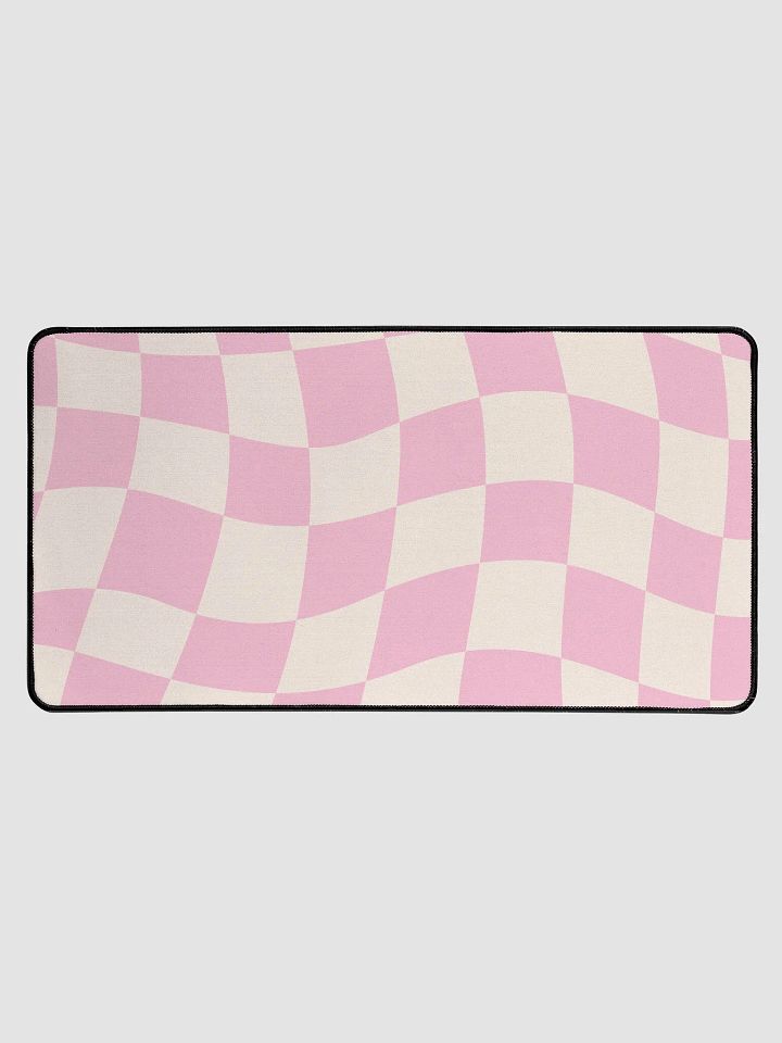 Retro Charm Pink and Cream Wavy Checkerboard Keyboard Mat product image (1)