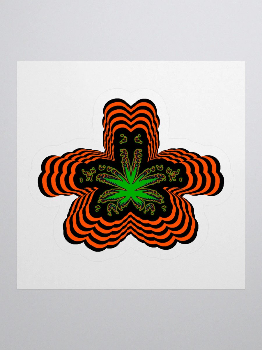 Twisted Weed Leaf Stoner Sticker, Orange Black Green Cannabis 420 Flower Art product image (3)