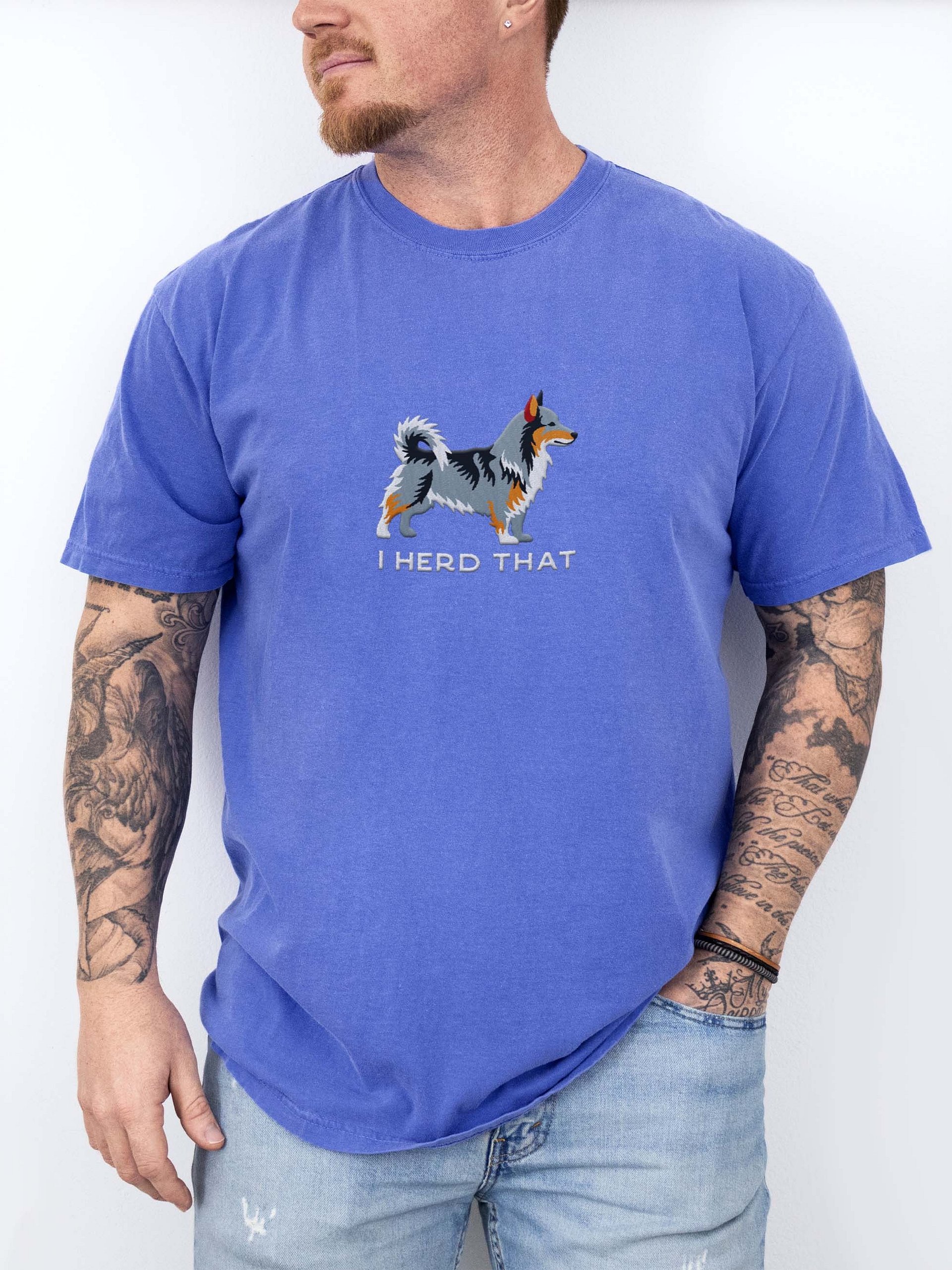 I Herd That T-Shirt(Embroidered) of a Swedish Vallhund(Brownish Gray) product image (2)