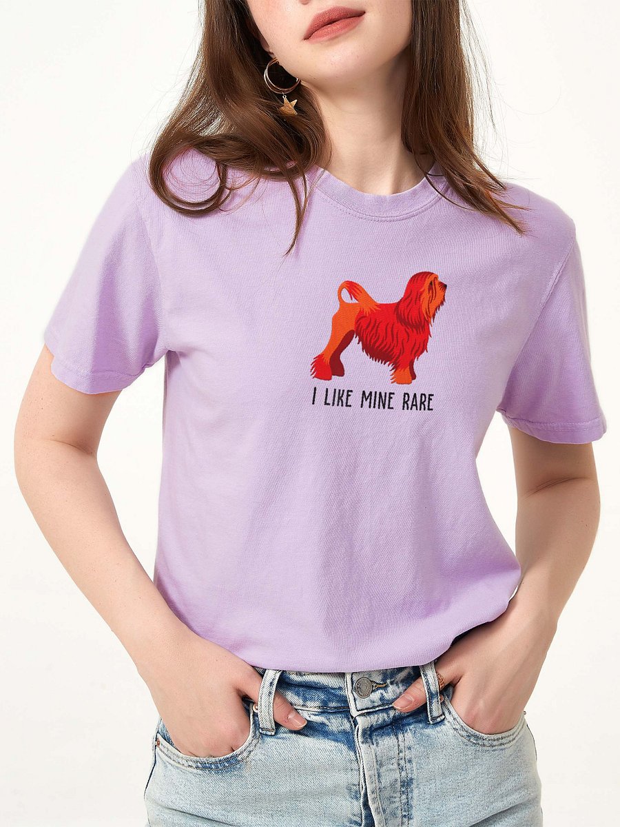 I Like Mine Rare T-Shirt(Embroidered) of a Lowchen(Red) product image (2)