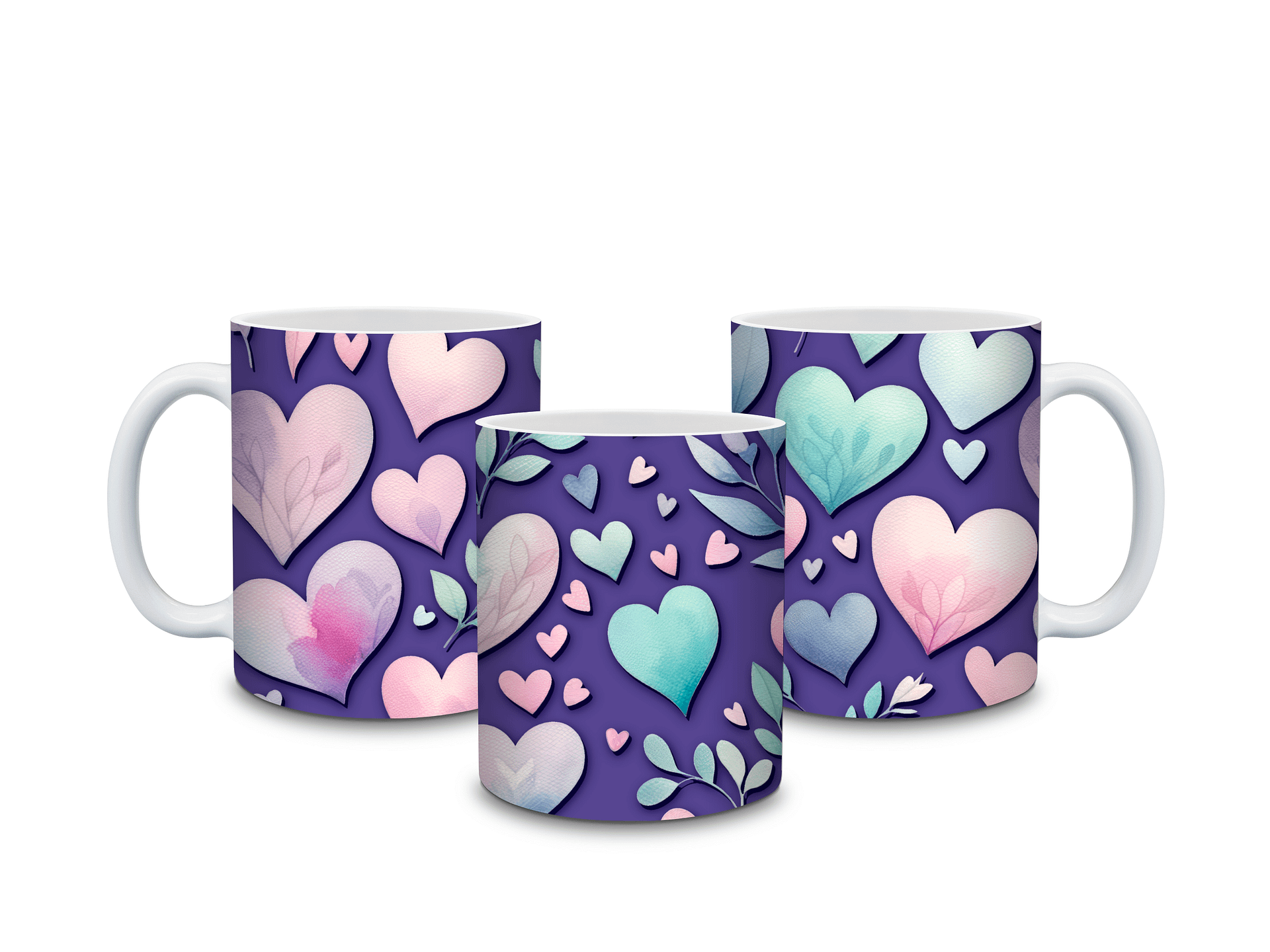 (Grape) Colorful Hearts 11oz Coffee Mug – Cute and Romantic Love-Themed Ceramic Cup – Perfect for Valentine's Day, Anniversaries, or Daily Use" product image (4)