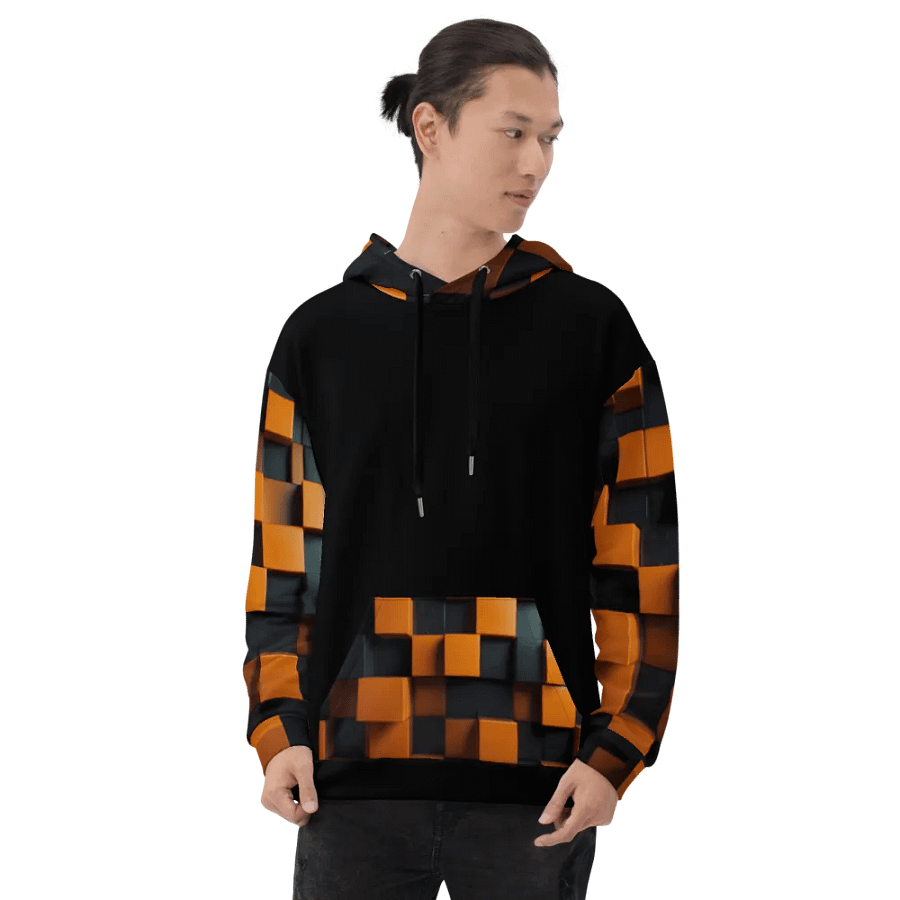 Black And Orange Squares Unisex Hoodie product image (8)