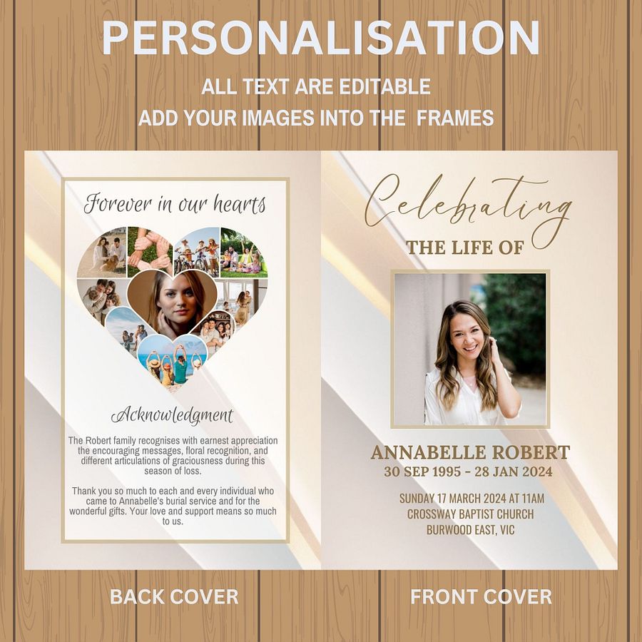 Light Golden Tones Funeral Program Canva Template product image (6)