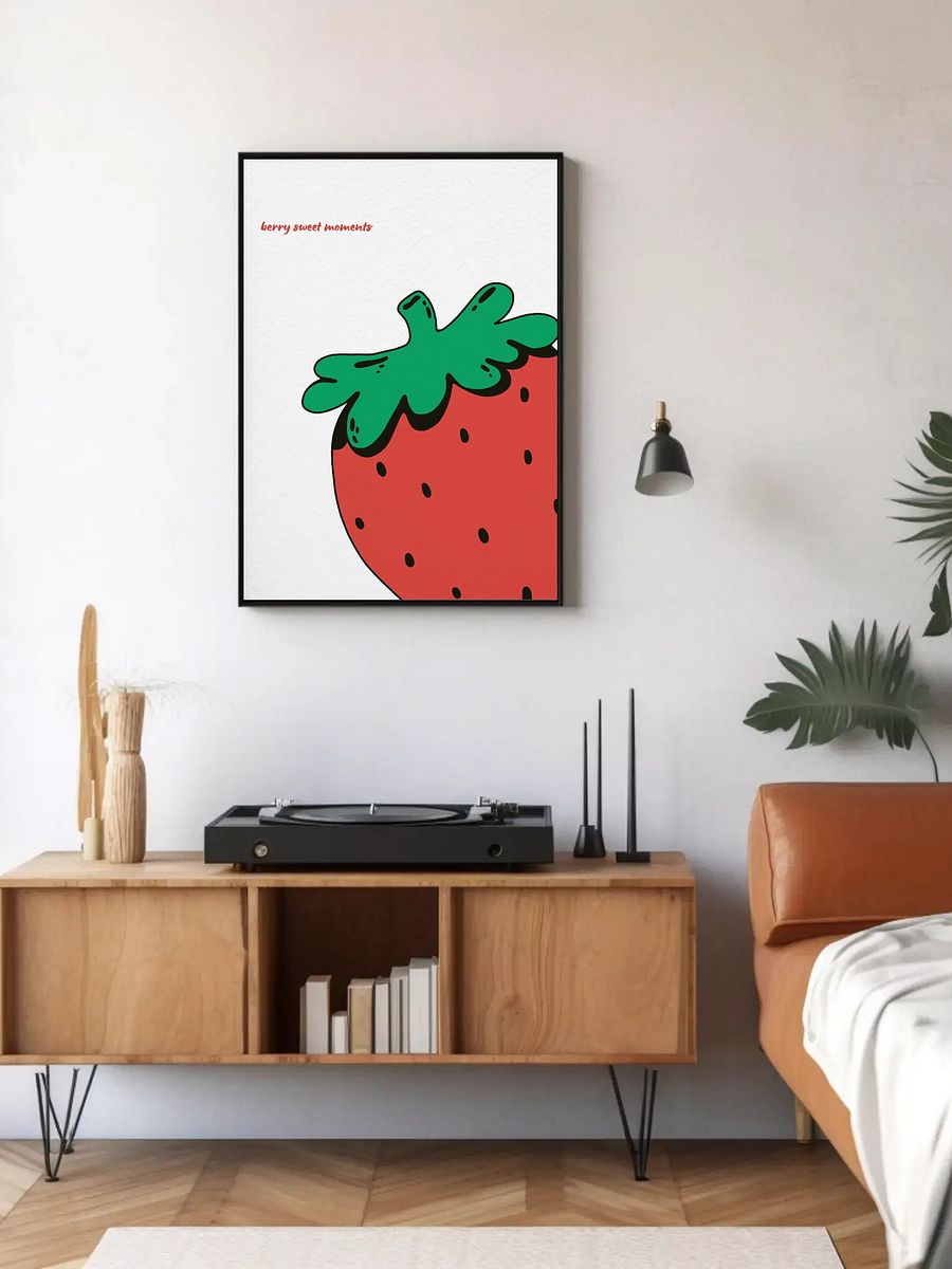 Berry Sweet Moments Strawberry Wall Art - Cute Playful Minimalist Kitchen Decor, Adorable Fruit Illustration Print, Perfect Foodie Gift Idea product image (2)