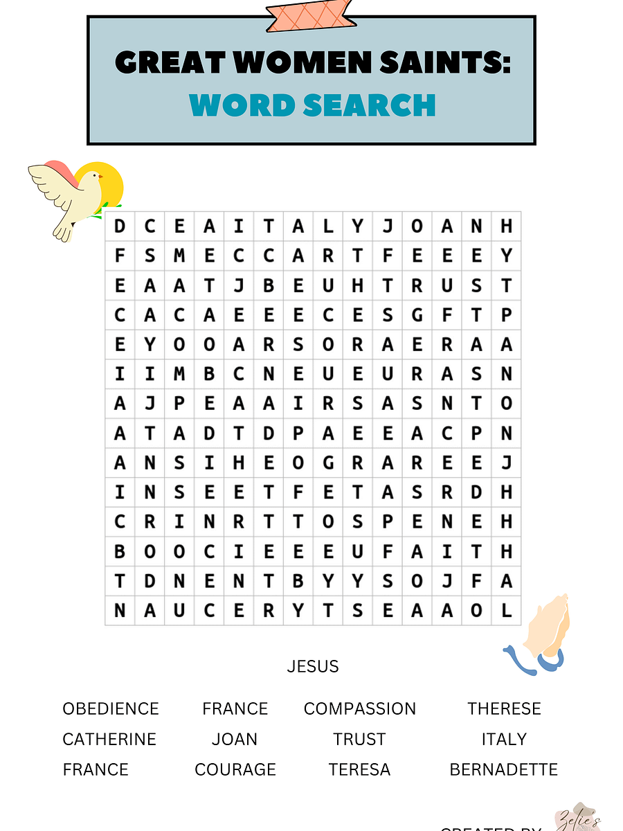 PRINTABLE ACTIVITY BOOK - Faithful and Fearless: Great Catholic Women Saints + Printable Bookmarks product image (3)