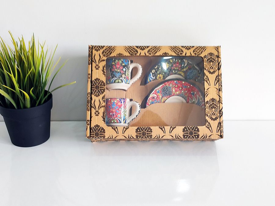 Ceramic coffee set (Iznik) — handmade pottery, Turkish ceramic product image (7)