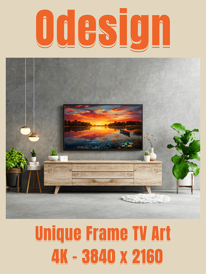 A beautifull lake by sunset, frame tv art product image (2)