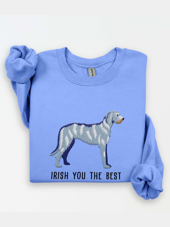 Irish You the Best Sweatshirt (Embroidered) of an Irish Wolfhound(Gray) product image (1)